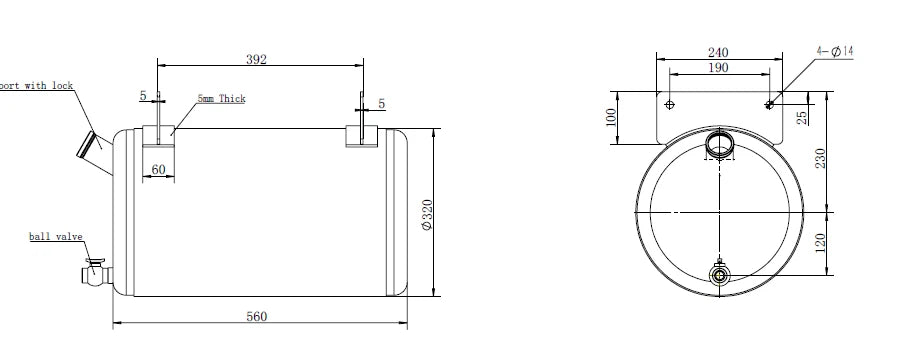 45L Water Tank Aluminium W/ Mount Bracket