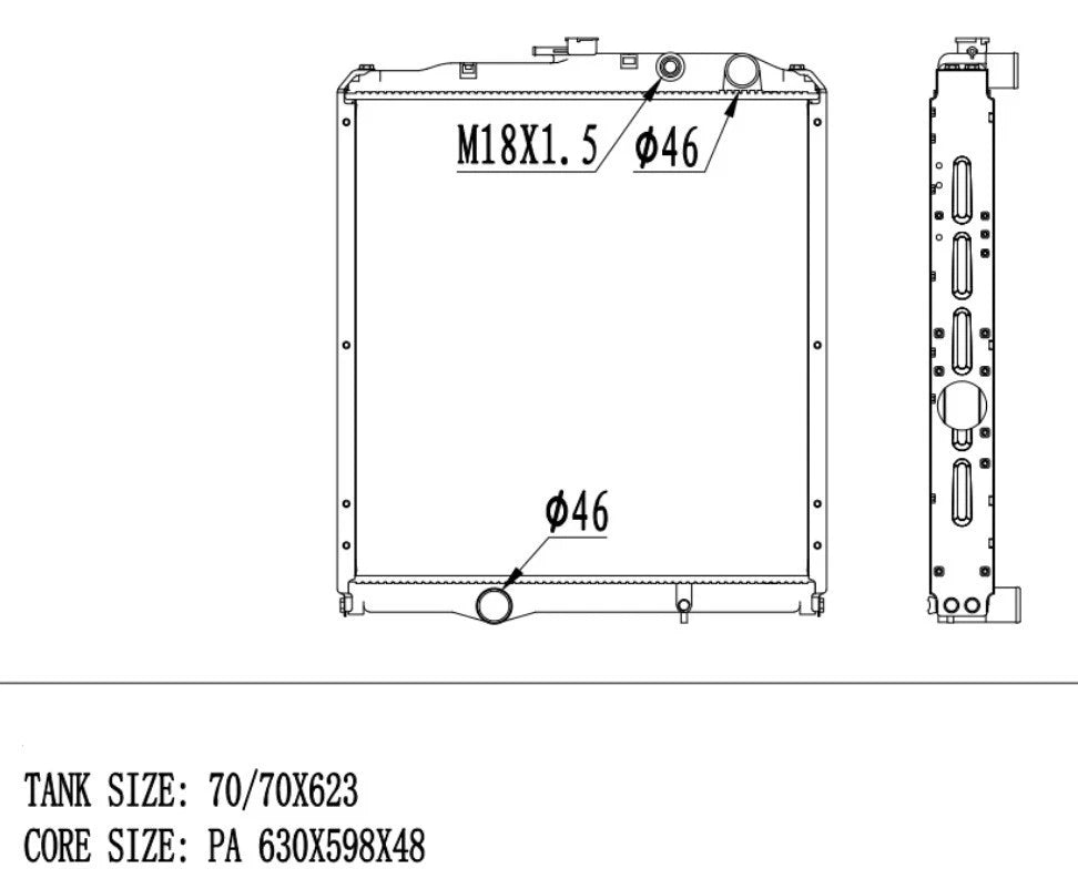 Heavy Duty Radiator For Mitsubishi Fuso FK FM / Fighter SN SM 630mm Core