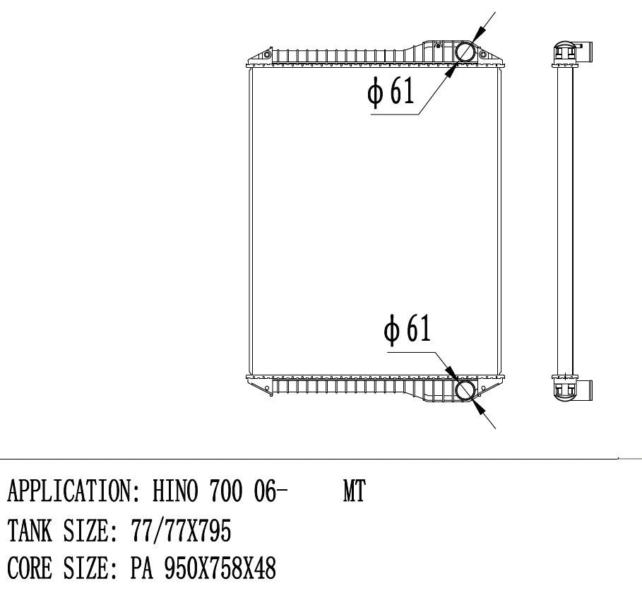 Radiator to suit Hino 700 series Manual 2003